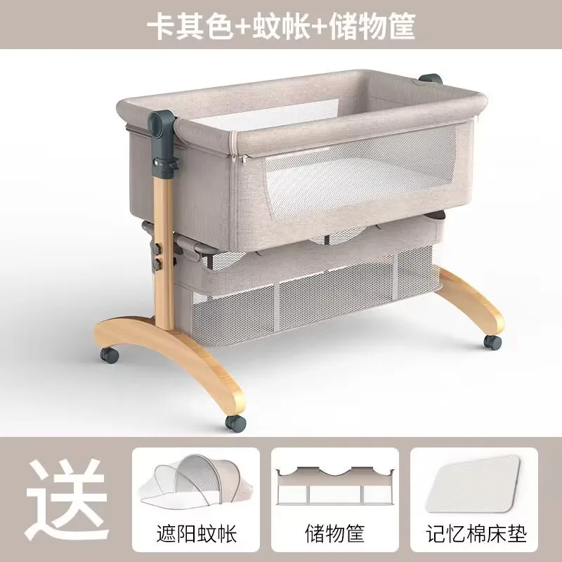 

Baby Nest Bed Portable Height AdjustableBaby Cribs Kids Fodable Baby Wood LegCrib Folding Queen Bed Newborn Baby Crib Bed