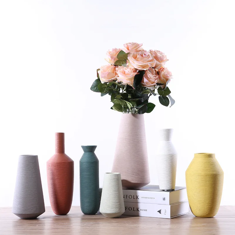

Mutihome Silent Nordic Morandi Ceramic Brushed Vase Living Room Flower Arrangement Decoration Living Room Designer Decoration