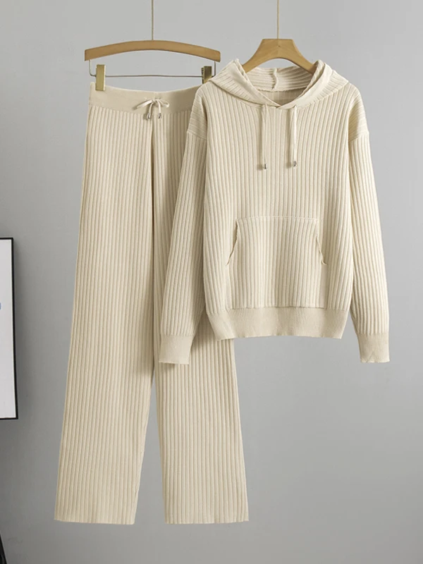 مجموعة نسائية عصرية مضادة للشيخوخة من قطعتين: بنطلون واسع وسترة، أنيقة لفصلي الربيع والخريف