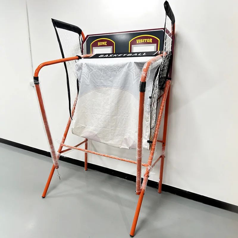 Indoor Electronic Scoring Basketball Shooting Machine for Adults, Foldable Double Player Game with Basketball Hoop Stand