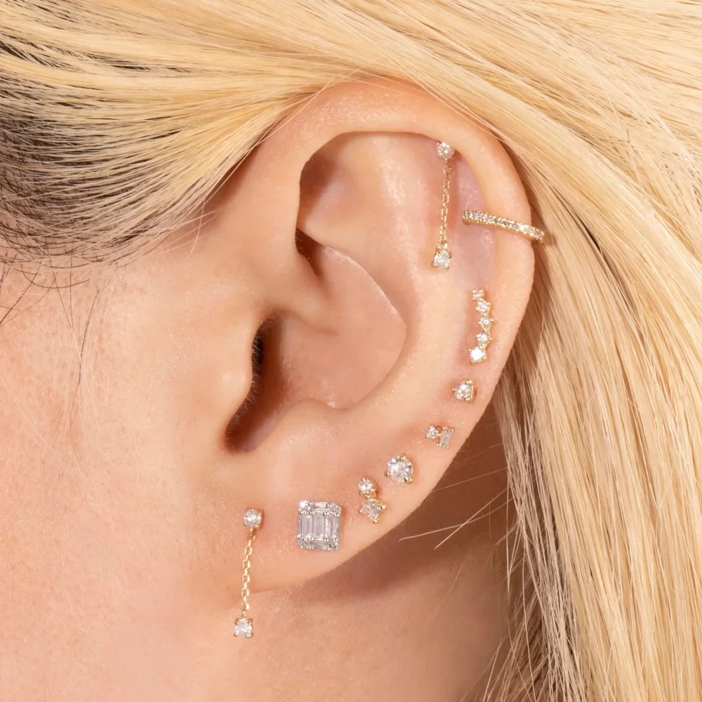 1szt Kolczyki ze stali nierdzewnej Helix Daith dla kobiet Pierścionek z gwiazdą z łańcuszkiem Lobe Tragus Snug Ear Piercing Earings Biżuteria — zdjęcie 3