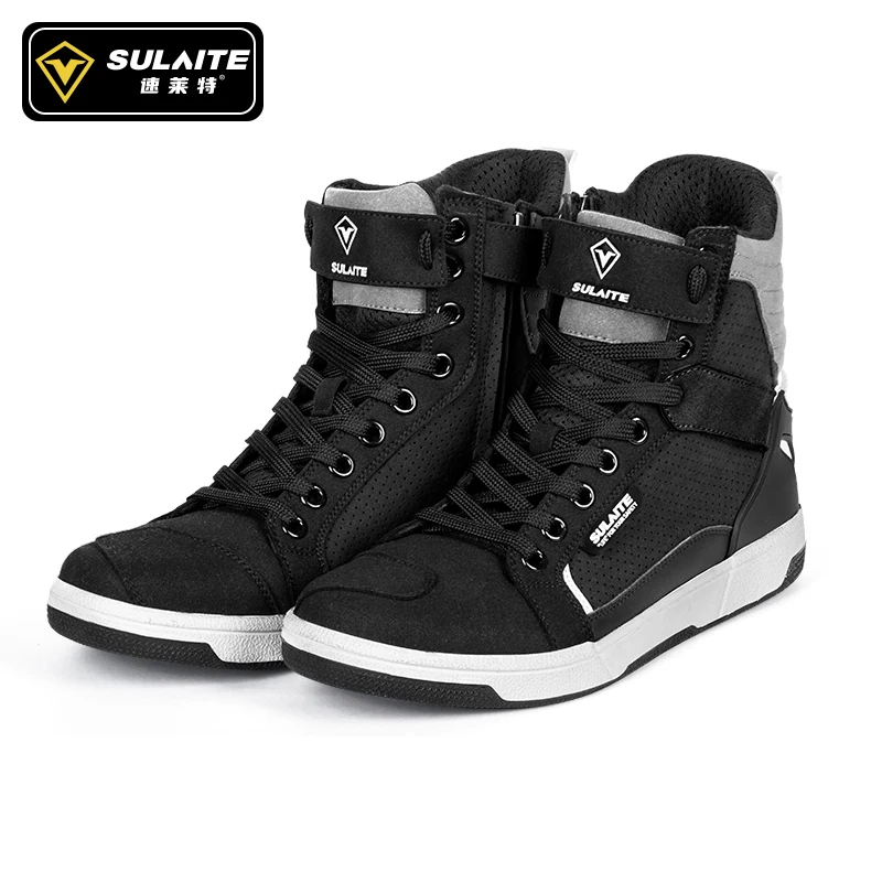 Heren Motorlaarzen Ademend Anti-val Rider Road Racing Casual Schoenen Laarzen Versnellingspook Rubberen Zool Reflecterende Motorschoenen