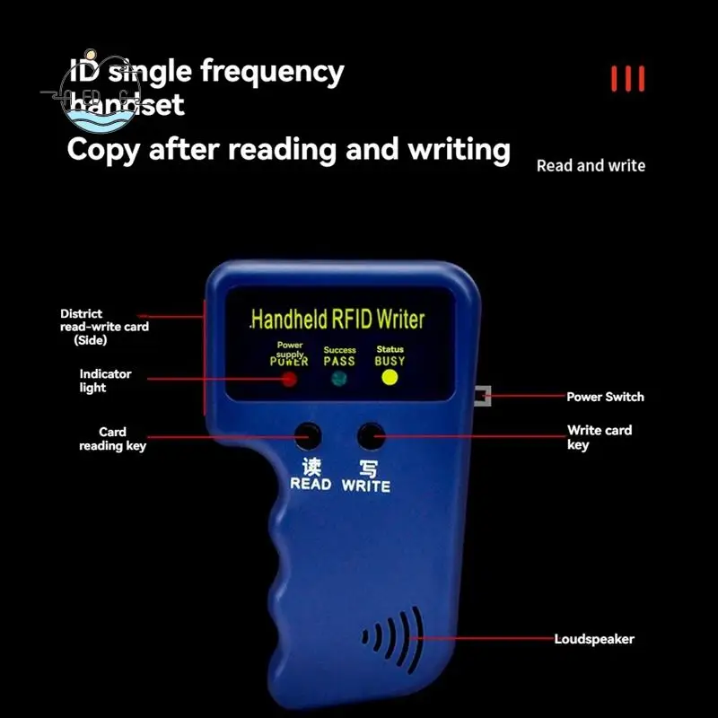 

AED6-125 кГц RFID-считыватель карт + комплект брелоков, копир, писатель, Дубликатор, программатор, копия идентификационных карт EM4305 T5577, каждая записываемая метка