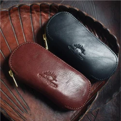 New Top Layer Leather Glasses Case Mens Sunglasses Storage Box With Zipper Glasses Cover Myopia Glasses Case