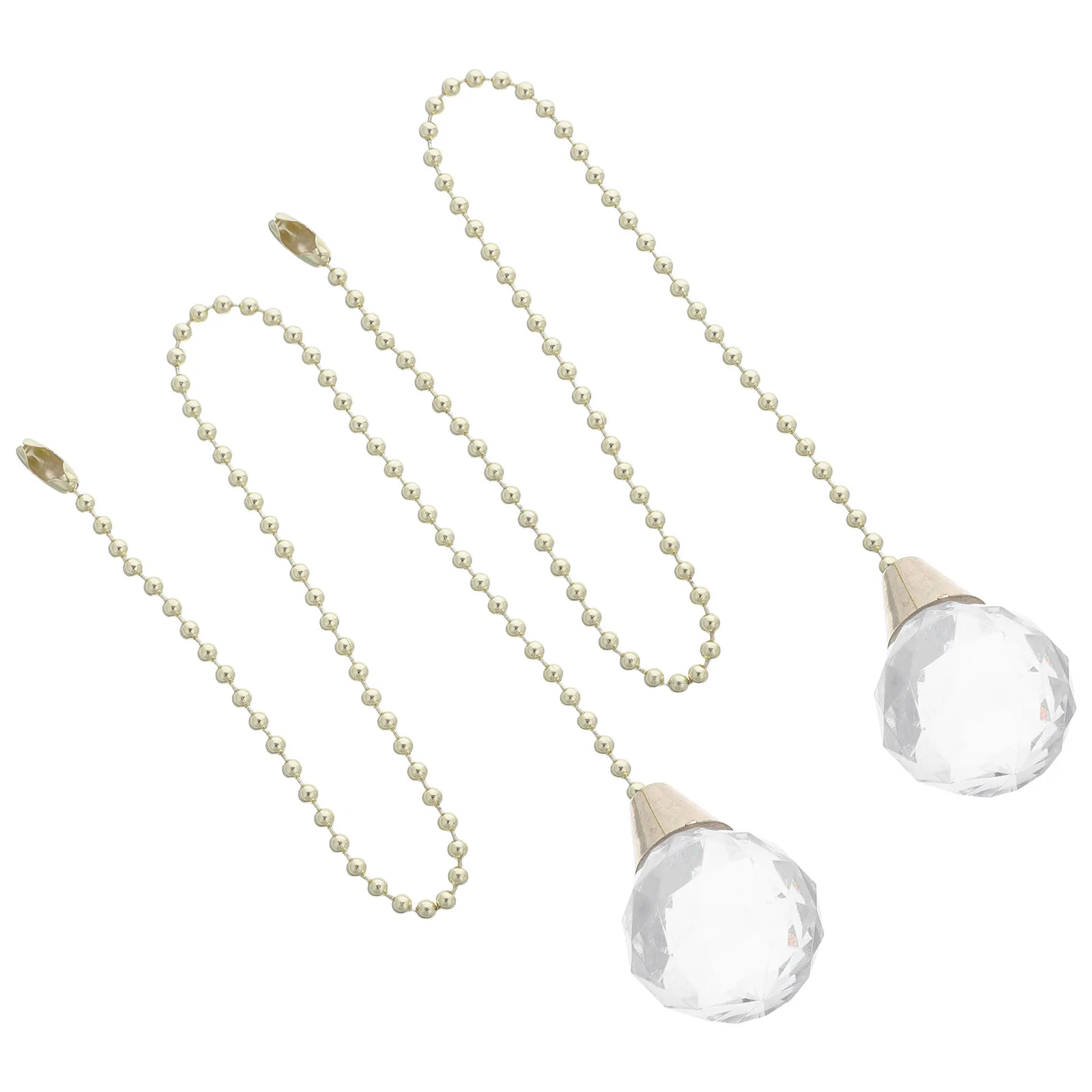2Pcs Fan Pull Chain Extension Decorative Crystal Prism Ball Ceiling Fan Chain Extender for Light Fixture Pull Chains