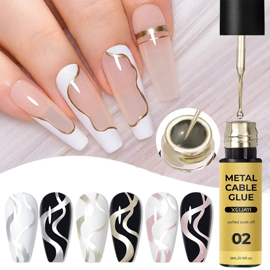 5ML Metallic Liner Schilderen Gel Nagellak Super Heldere Spiegel Zilver/Goud/Rose Goud Franse Tekening Nagelgel manicure Vernis