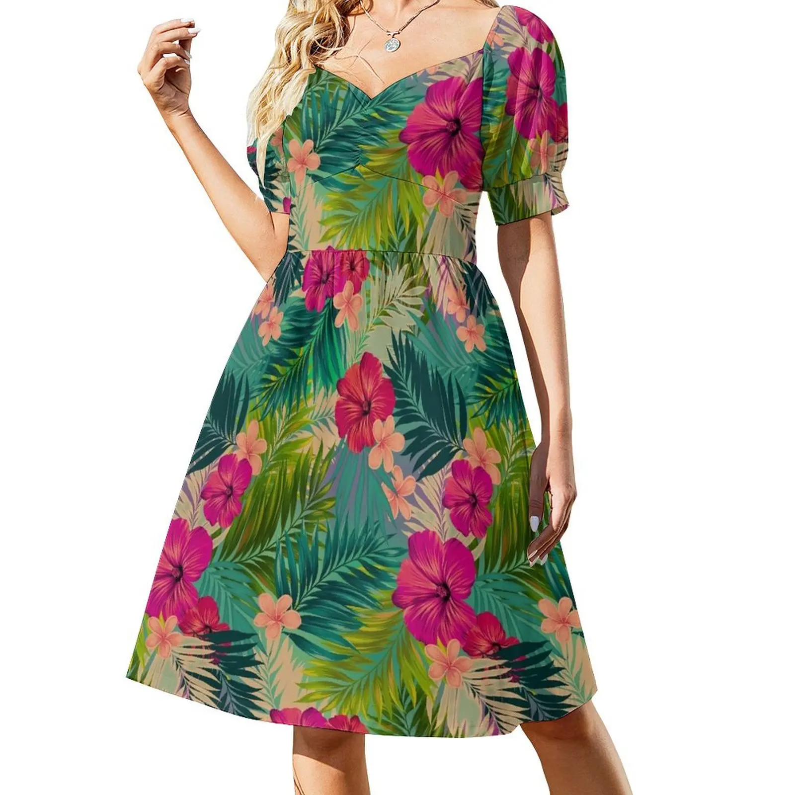 Sunset beach - hot summer tropical pattern Short Sleeved Dress elegant dress dresses ladies 2025 summer prom dresses 2025 Dress