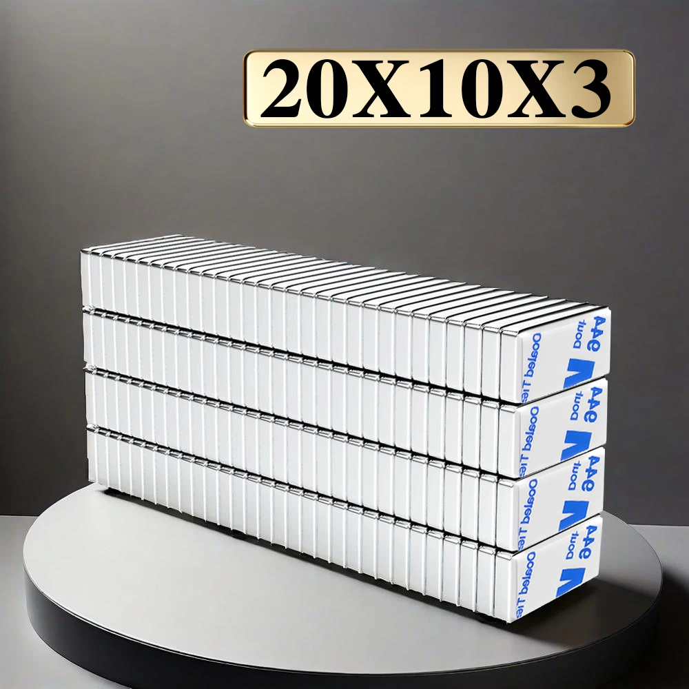 20x10x3mm  Super Powerful Block Neodymium Magnet  With double-sided adhesive Magnet N35 Strong Permanent Magnetic imanes