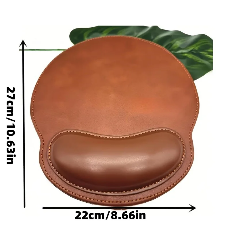 1 Piece Brown Wrist Rest Mouse Pad, Ergonomic Wrist Support, Faux Leather Gaming and Office Mouse Pad, Durable Non-Slip Surface, Simple Wrist Rest, Essential Office Mouse Pad, Comfortable, Great Holiday Gift