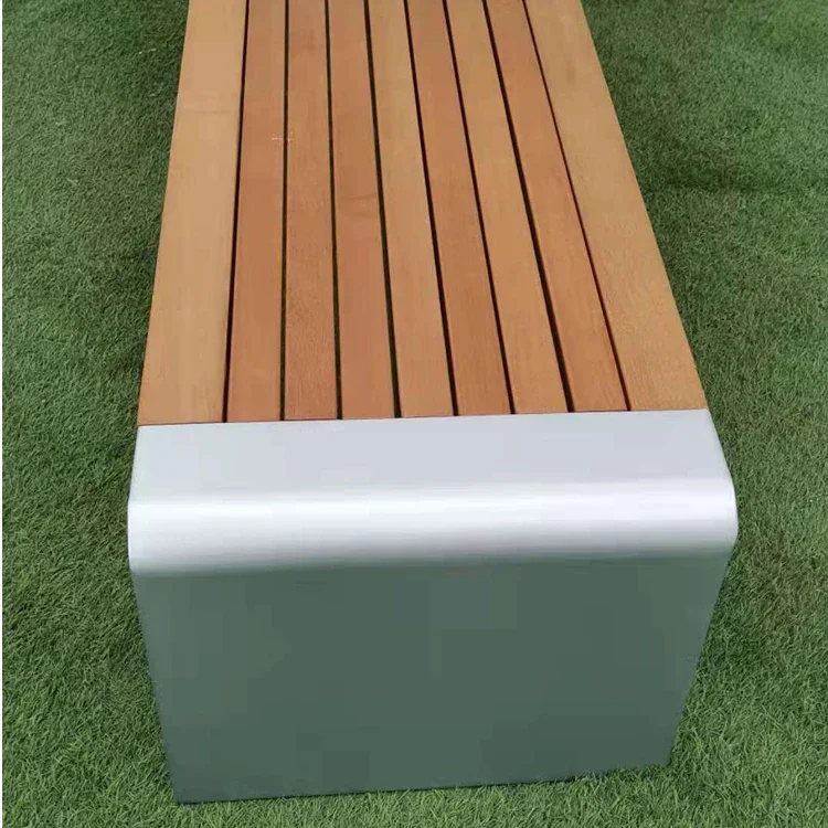 Metal Leisure Backless Street Wood Bench Outdoor Public Modern Waiting Patio Park Bench