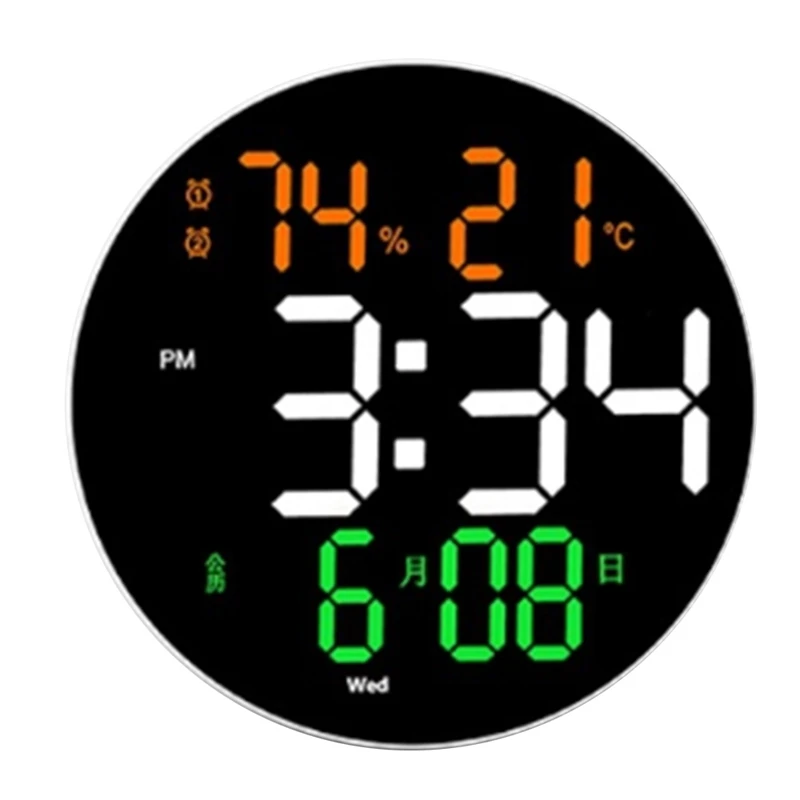 10 Inch Digital Wall Clock With LED Display Remote Control Adjustable Brightness Digital Alarm Clock/Temp/Calendar/Date