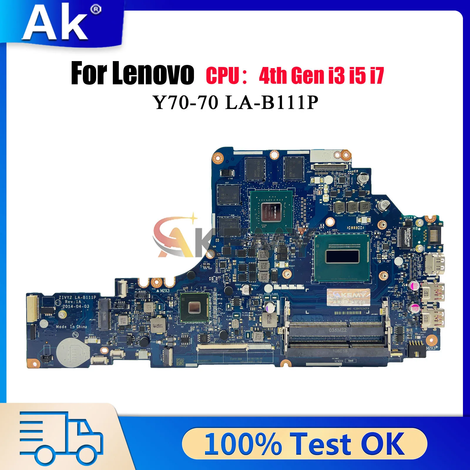 

LA-B111P For Lenovo Ideapad Y70-70 with i5 i7 4th Gen GTX960M 860M 2GB 4GB GPU Laptop Motherboard 100% Tested OK