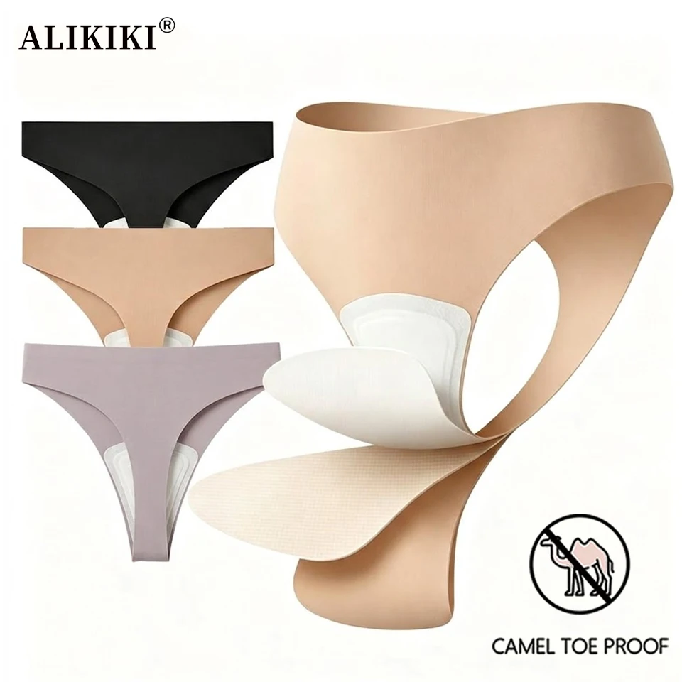 Calcinhas Invisíveis Sem Costura Anti-Camel Toe, T-Back Discreto, à Prova de Cameltoe para Academia, Yoga, Corrida e Leggings