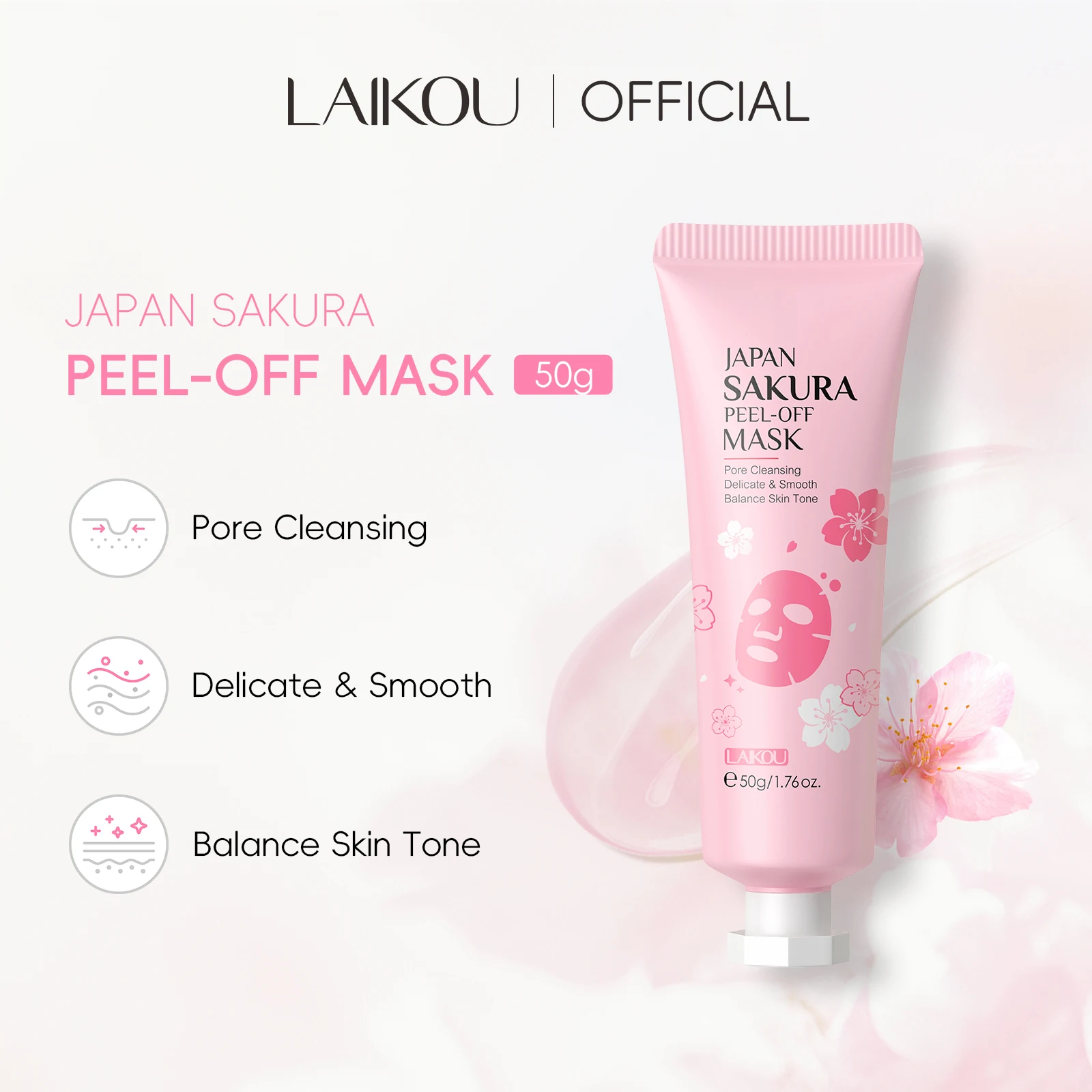 

Отшелушивающая маска LAIKOU Japan Sakura для удаления черных точек, глубокое очищение пор, осветление тона кожи, 50 г