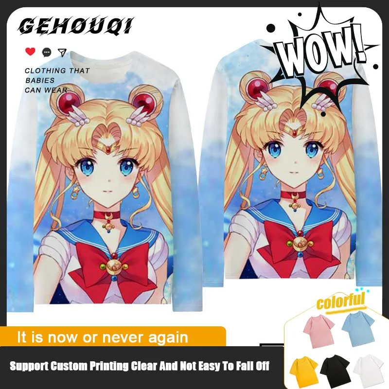 

Sailor Moon Joint Long-sleeved T-shirt Women's Water Ice Moon Two Yuan Design Sense Of Niche Top Girls Clothing Trend