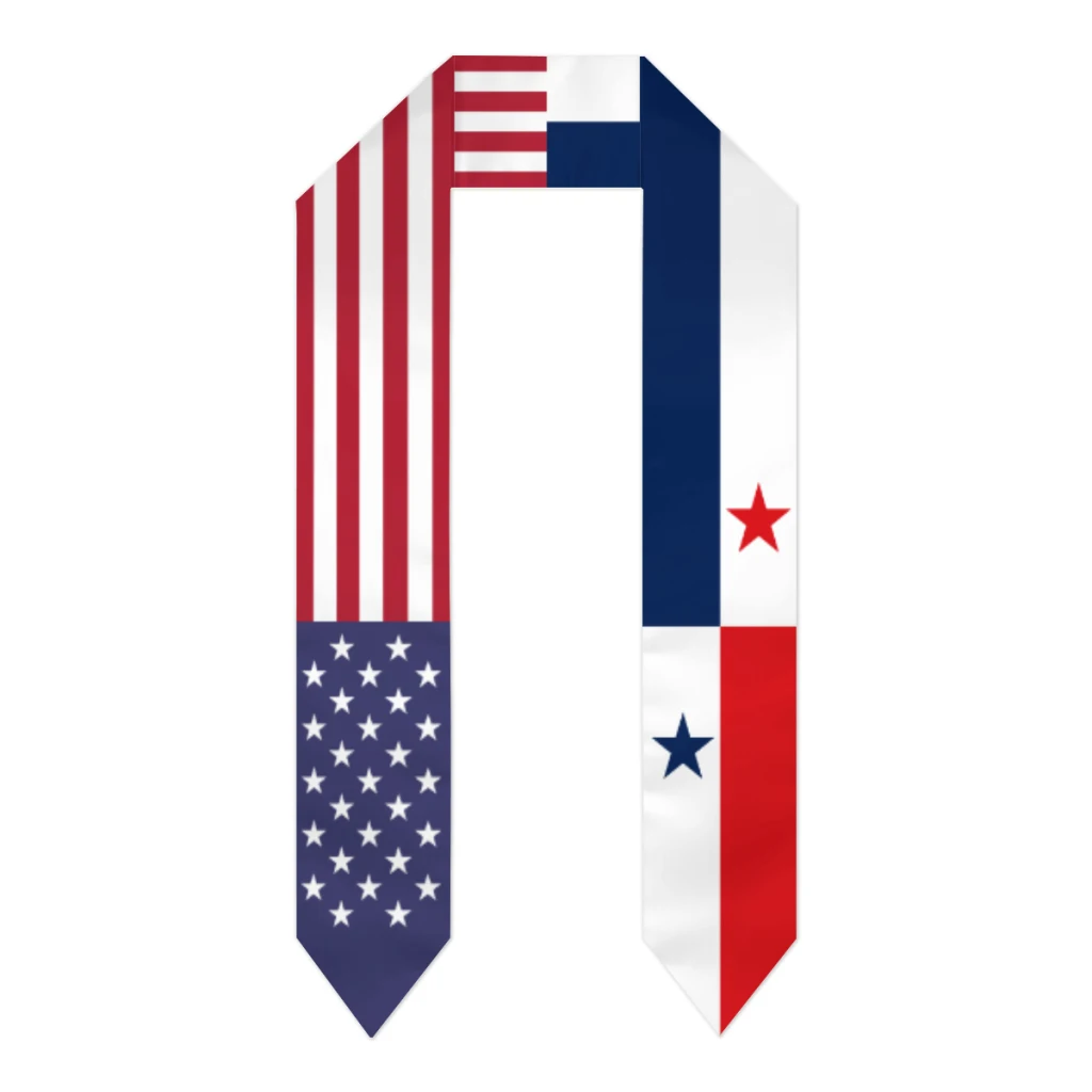 Graduation Sash Panama & USA United States Flag Stole Shawls Graduate Wraps Scraf International Student Pride Gifts