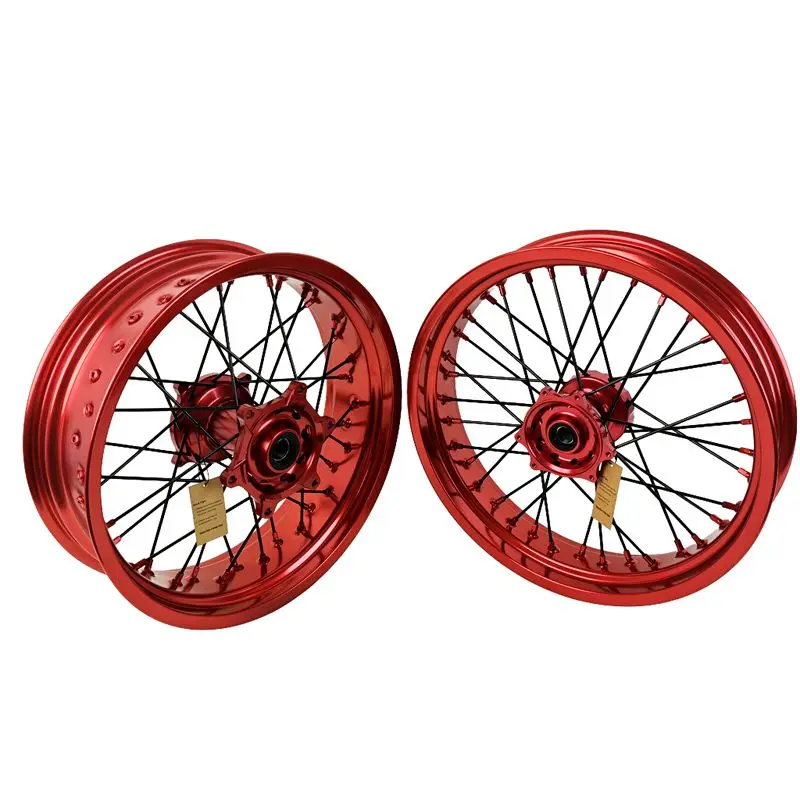 

Подходит для колес Supermotard CR125/CR250R/CRF250R 17*3,5 17*5,0, наборы красных колес со ступицей