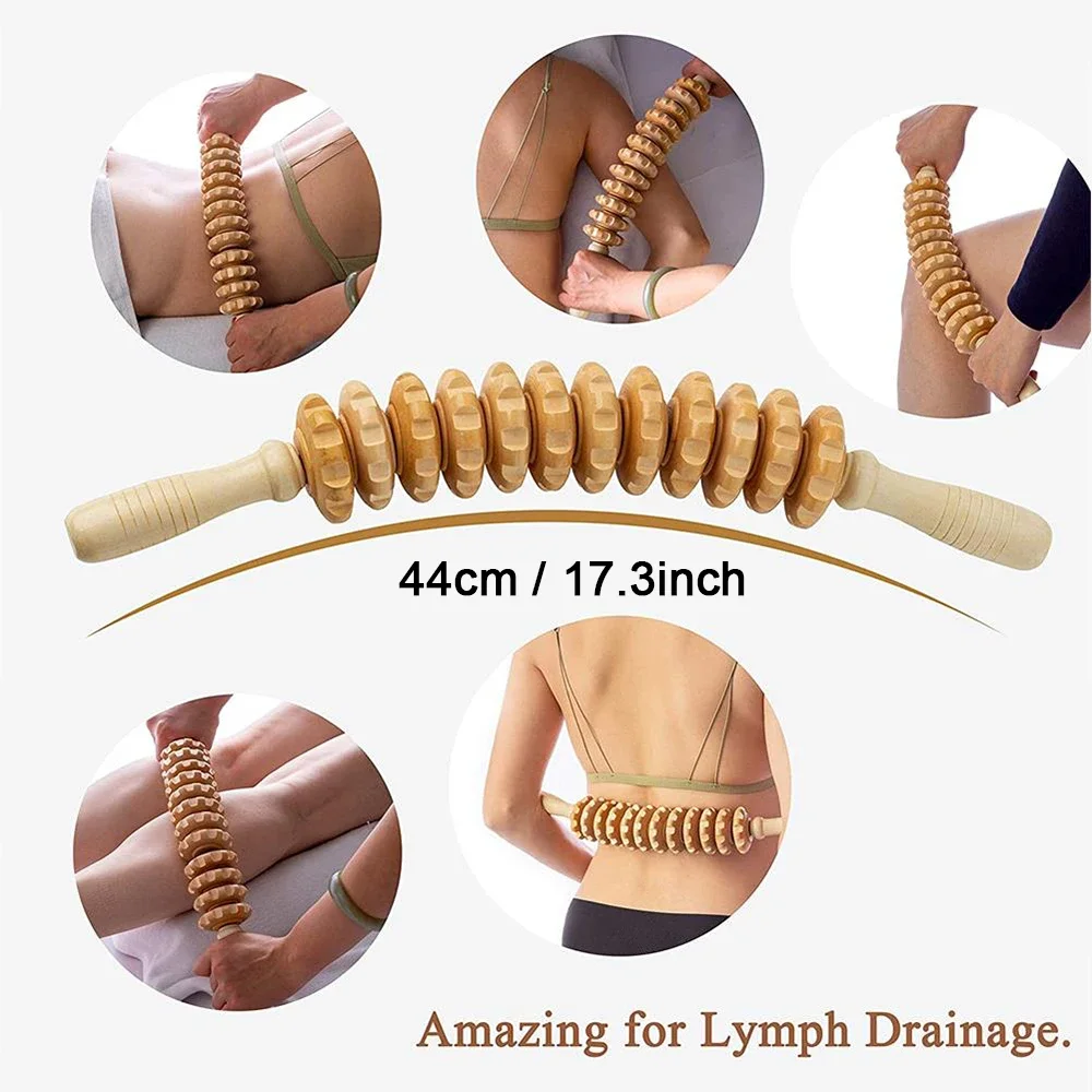 Wood Therapy Roller Gear Stick Massage Tool Cellulite Slimming Roller Massager Lymphatic Drainage Body Shaping Trigger Stick