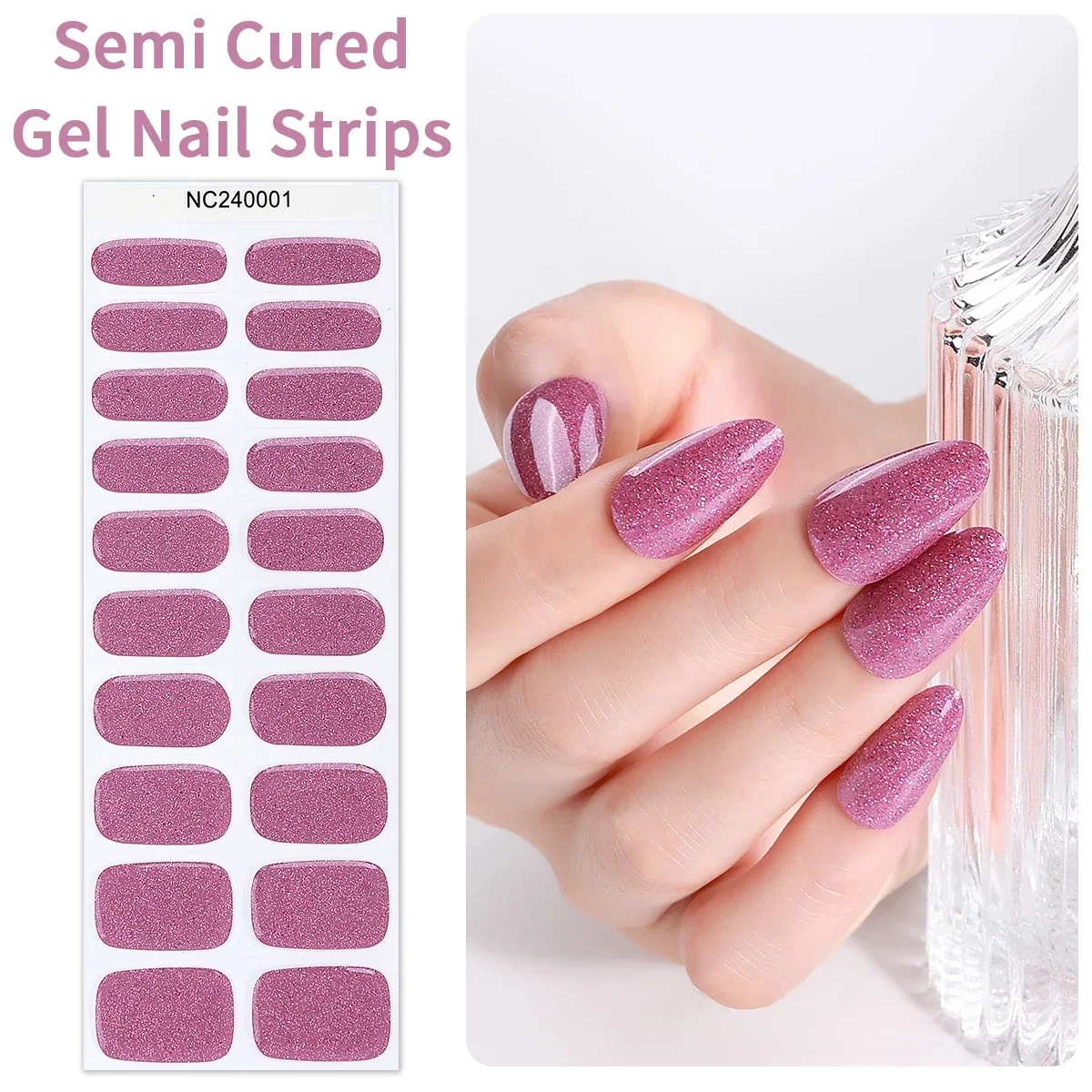 Bandes Adhésives pour Ongles en Gel Semi-Durci, 20 Embouts, Enveloppes Adhésives Étanches, Lampe UV, N64.Autocollants