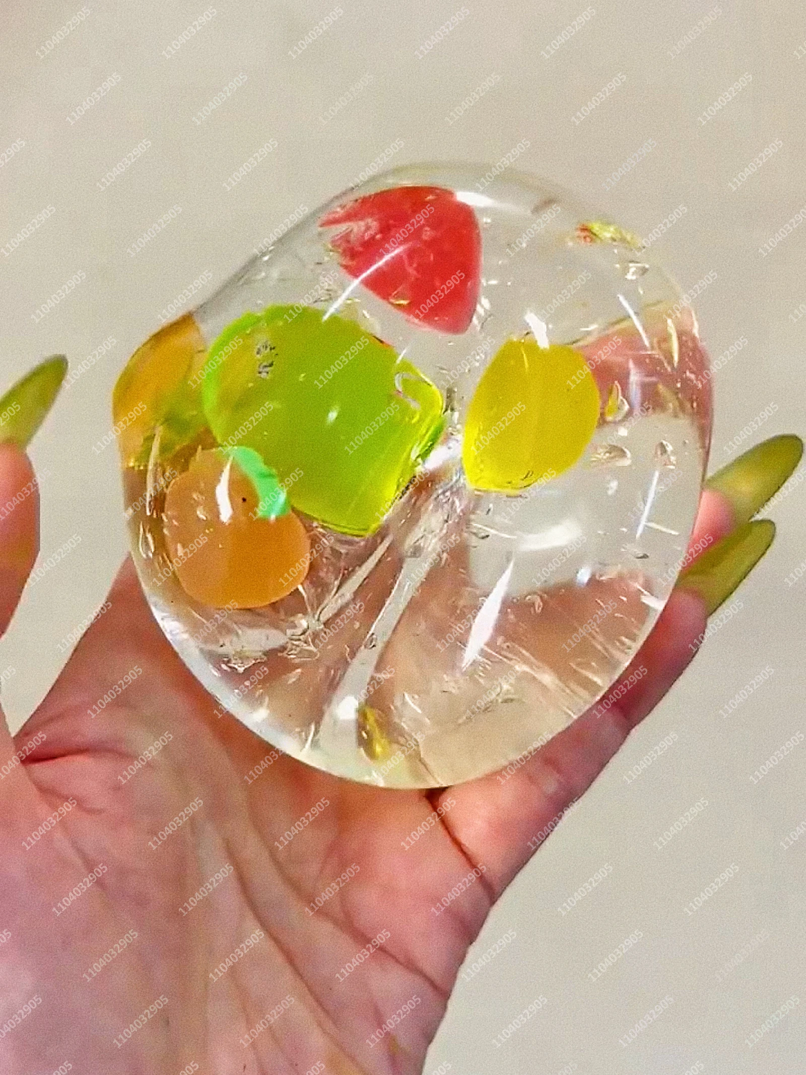 Crystal Sugar Stress Ball Squishy Toys Fruit Hard Candy Squeeze Ball Non-Rebound ASMR Sensory Anti-Stress Fidget Toys for Adults