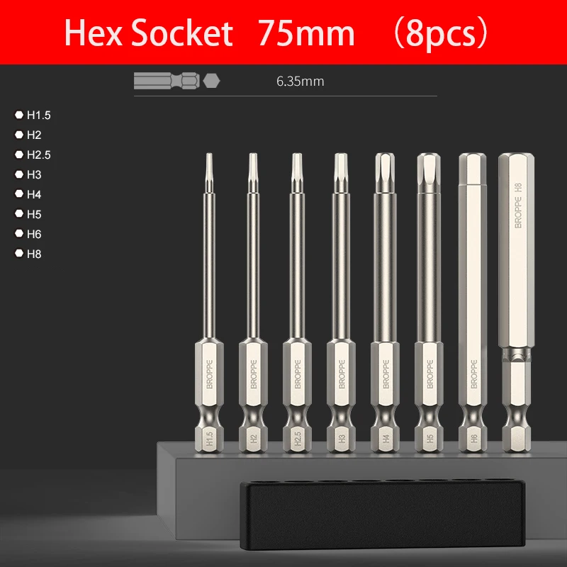 

Hex Screwdriver Bits Set S2 Alloy Steel Magnetic Metric Allen Key Wrench Screwdriver Electric Drill H1.5 H2 H2.5 H3 H4 H5 H6 H8