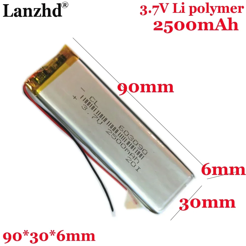 

603090 Polymer lithium battery 2000MAH-3.7V For Car locator Intercom DVD player battery 90*30*6mm