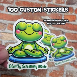 Custom Vinyl Stickers Waterproof 100pcs 3-10cm With Text Logo Name Picture Label Transparent Holographic Personalized Die Cut