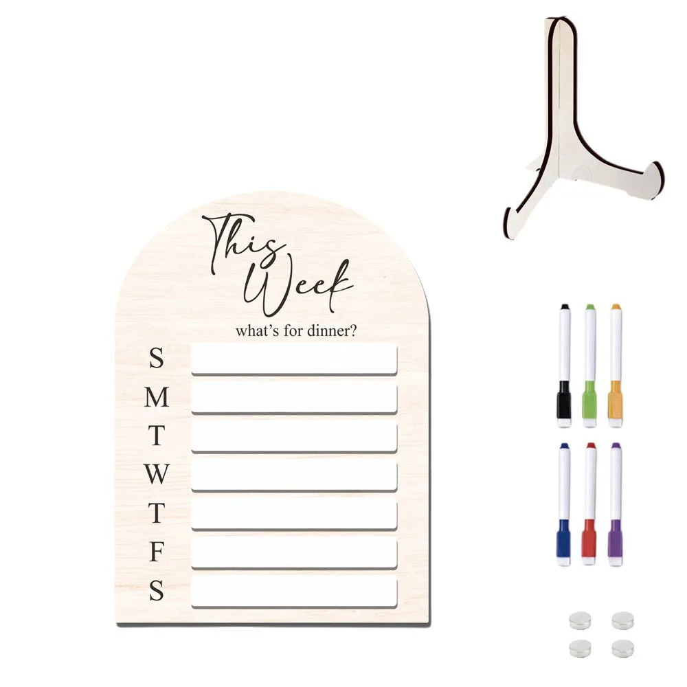 

Note Board Magnetic Fridge Meal Planner Wood with Pen Food Planning Board Meal Prep Board Dinning Tale
