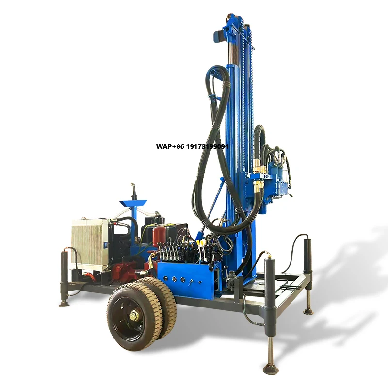 

300m Depth Well Machine Customize Air Compressor or Mud Pump Operation with Wheel Track Mobility