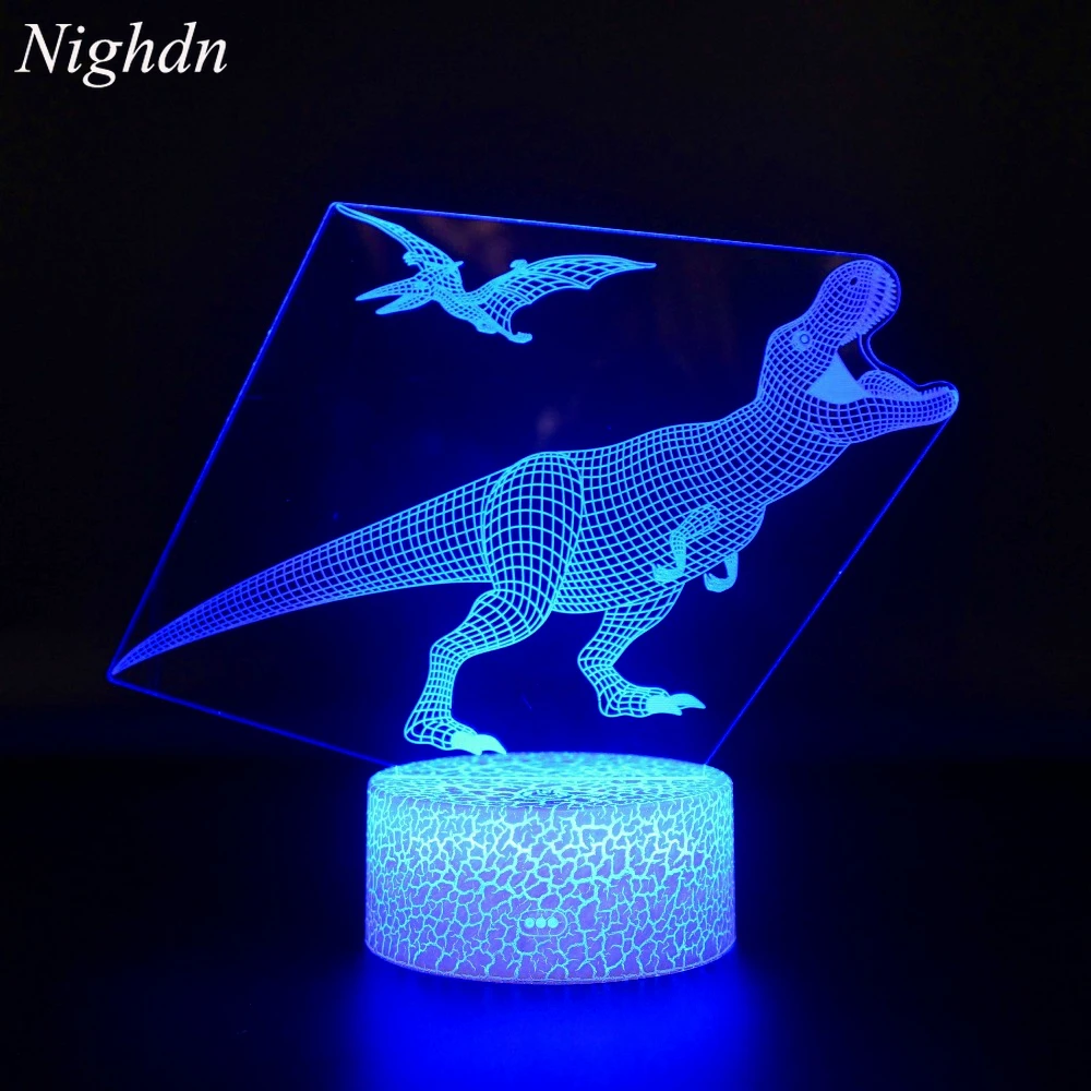 Dinosaur 3D LED Night Light T-Rex Illusion Lamp 7 Color Changing Kids Bedroom Decoration Birthday Christmas Gift for Boys Girls