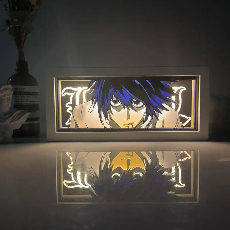 New Death Note Paper Carving Lamp Yagami Light Ryuk L Night Lamp Desktop Ornaments 3D Hollow LED Creative Light Kids Gift