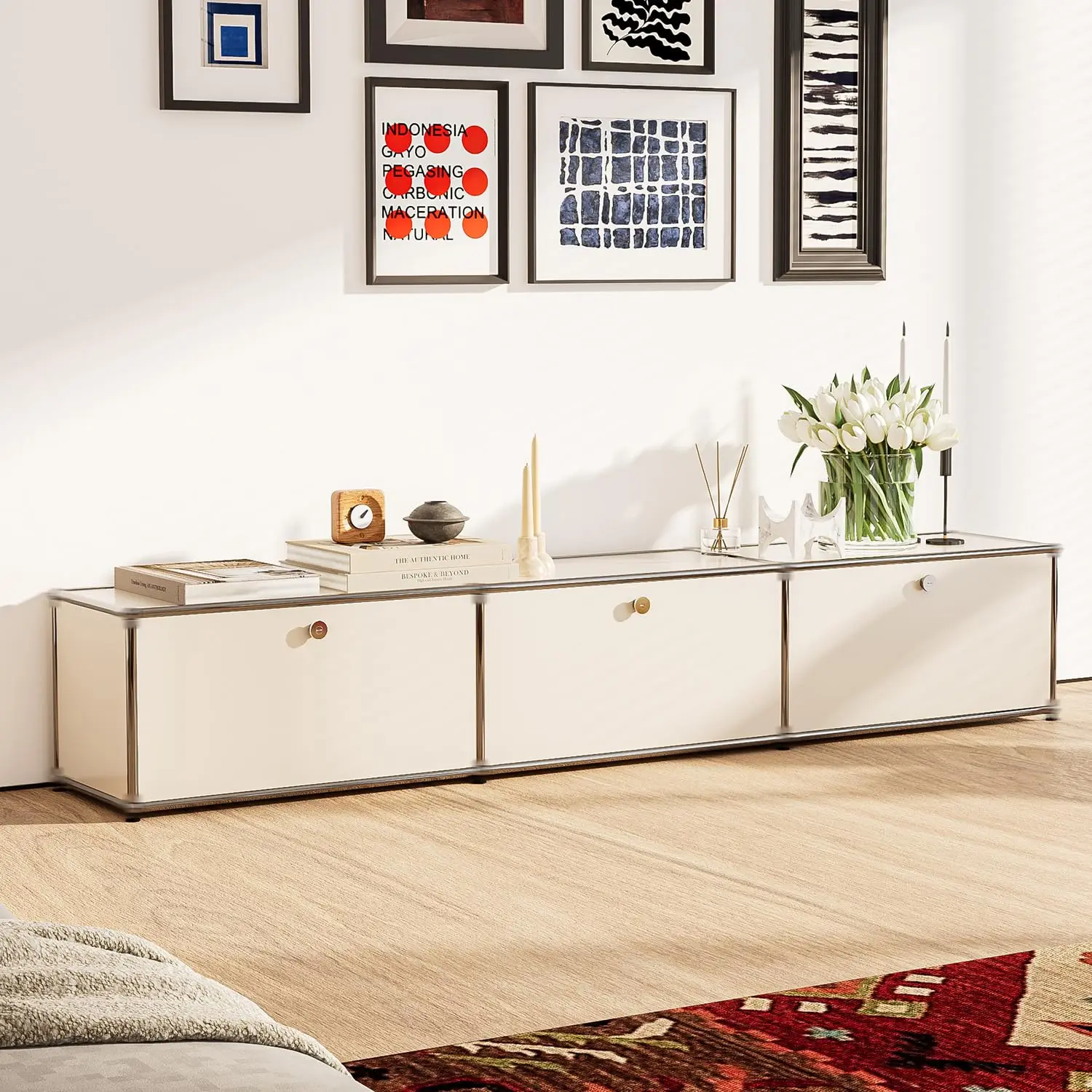 Large Storage Cabinet Freestanding File Organizer for Living Room Garage Kitchen Home Office White Style E, Customized