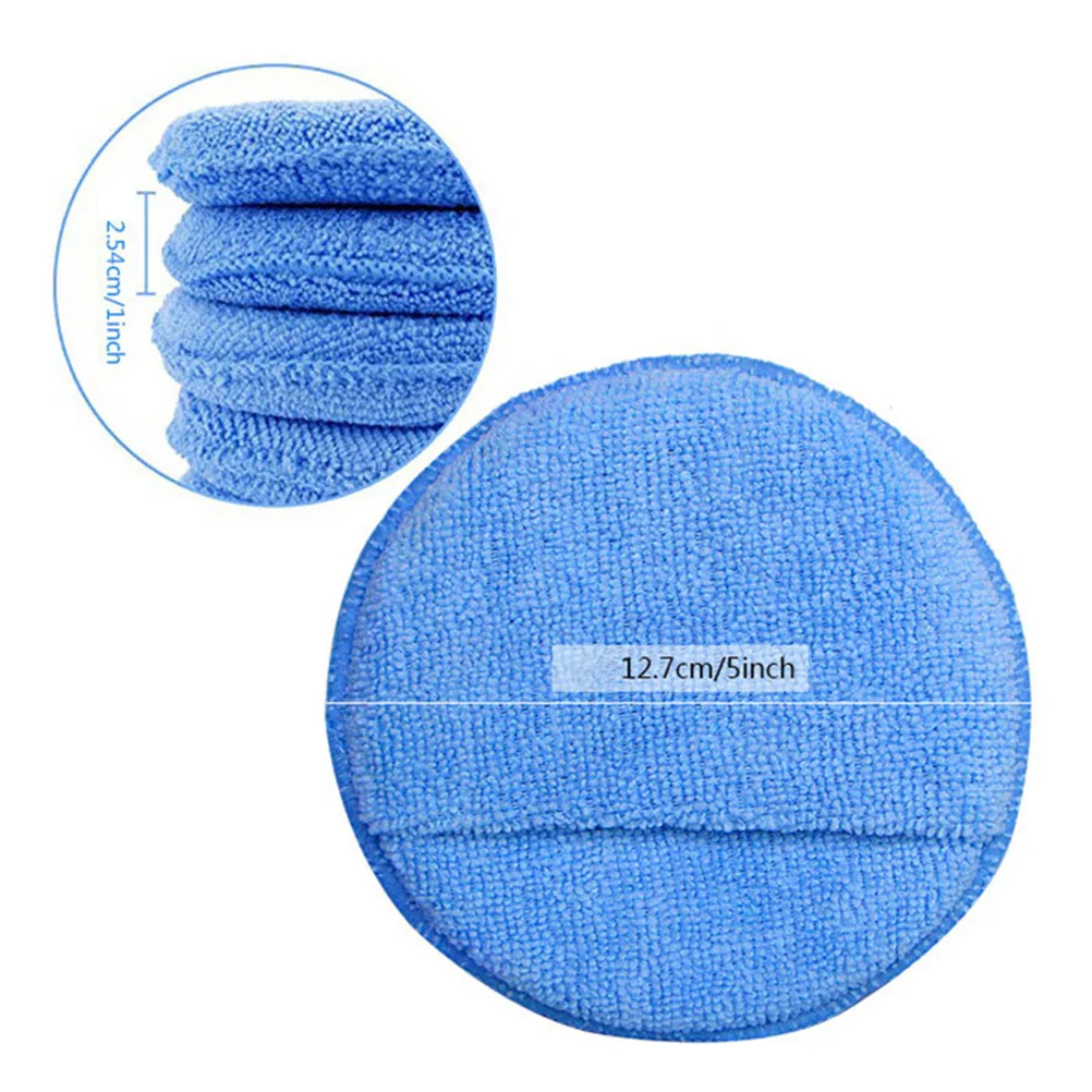 6pcs 5 Inch Large Size Car Wax Applicator Pads with Hand Pocket Microfiber Polishing Sponges Vehicles Care Cleaning(Blue)