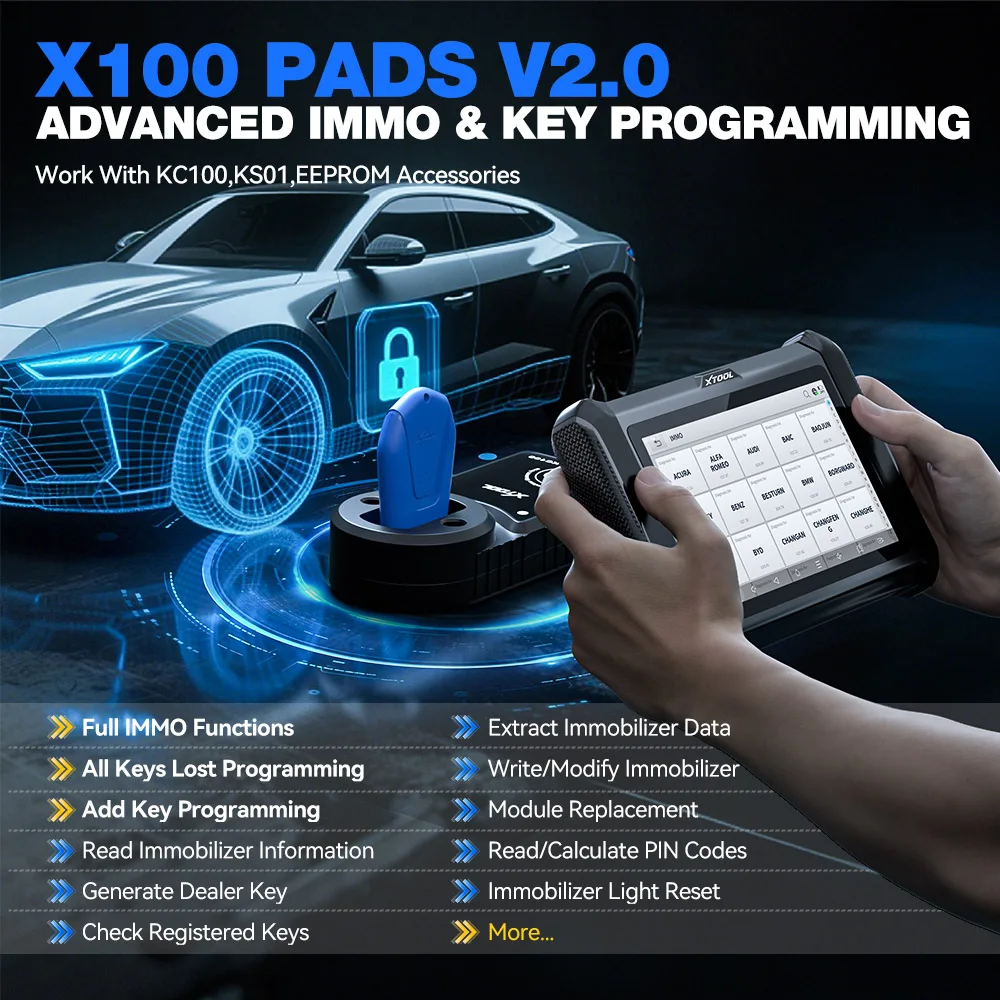 Picture 5: XTOOL X100 PADS Auto IMMO Key Programming Tool Car OBD2 Scanner All System Diagnostic Tool with 32 Resets Key Programmer Add Key
