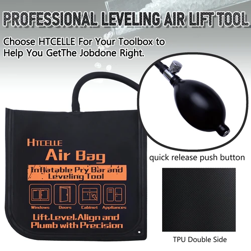 Imagen 2 del producto Bolsa de cuña de aire, bomba de bolsa de aire de grado comercial fuerte de 3 piezas, kit de nivelación profesional, herramienta de alineación, bolsa de cuña inflable