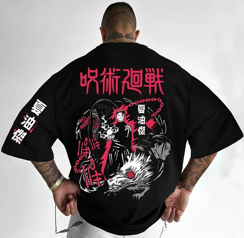 

Spell Return Jujutsu Kaisen Anime Printing Heavy Cotton Loose T-Shirt Cartoon Men's and Women's Short Sleeve Shirt