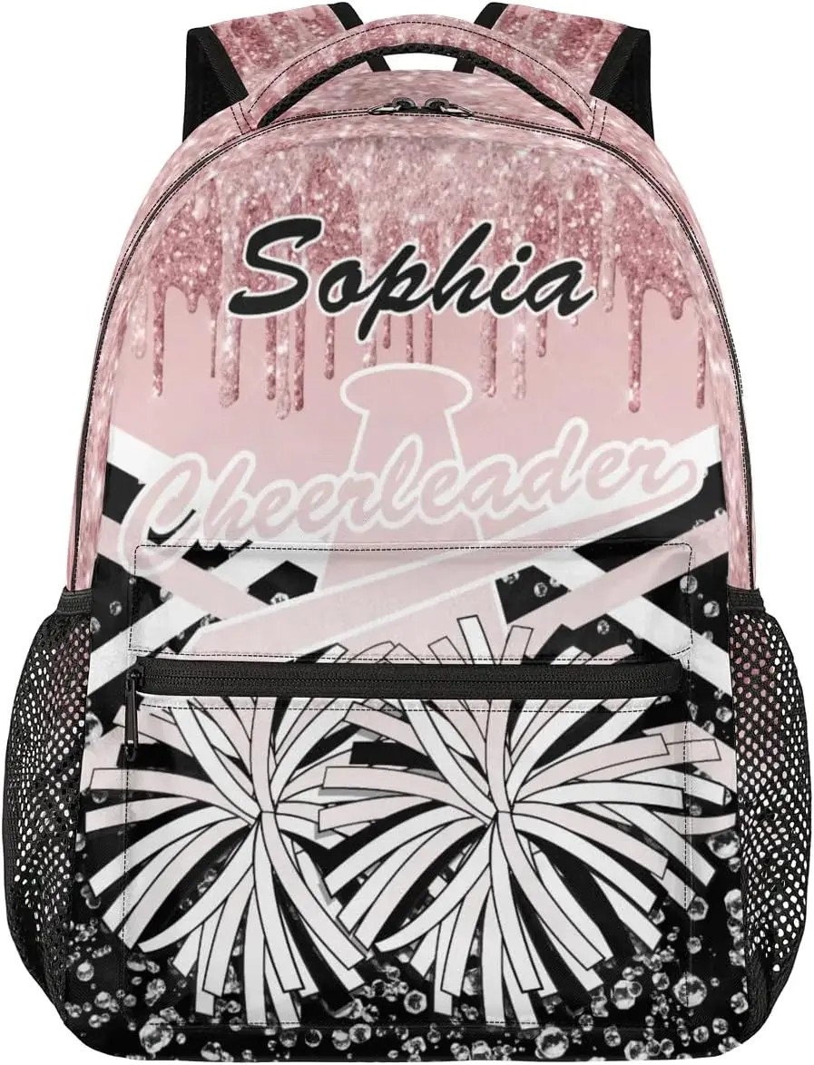 

TropicalLife Personalized Cheer Backpack Customized Cheerleader Shoulder Bag with Name Cheer Casual Bag for Women