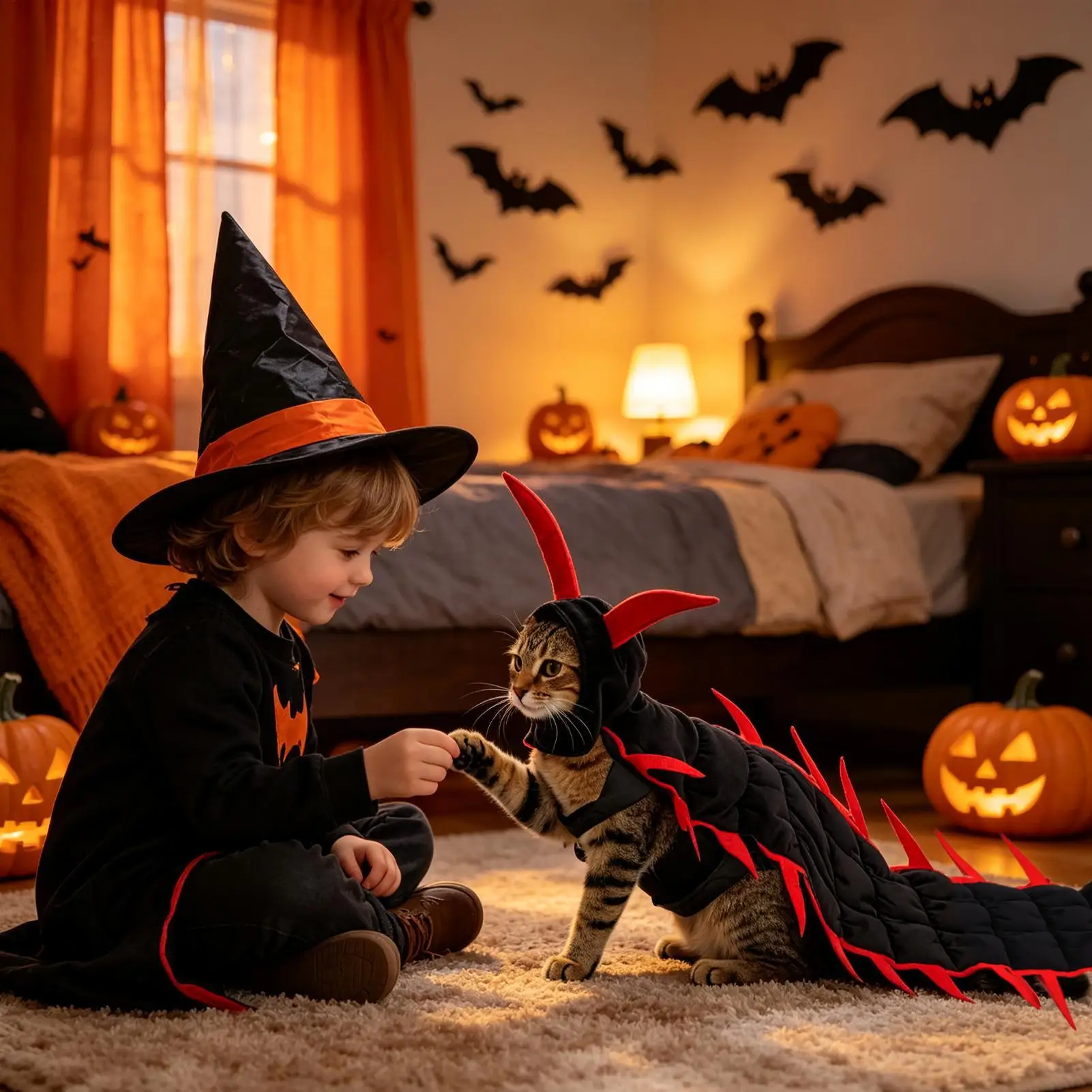 Halloween Cat Costume Soft Adjustable Funny Centipede Outfit Pet Animal Costumes Dress Up for Holiday Party Celebration Daily