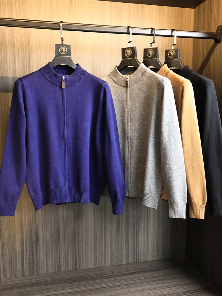 

Теплый, приятный для кожи вязаный свитер, кардиган для мужчин, осень-зима, однотонный, повседневный, из полиэфирного волокна, длинная молния све