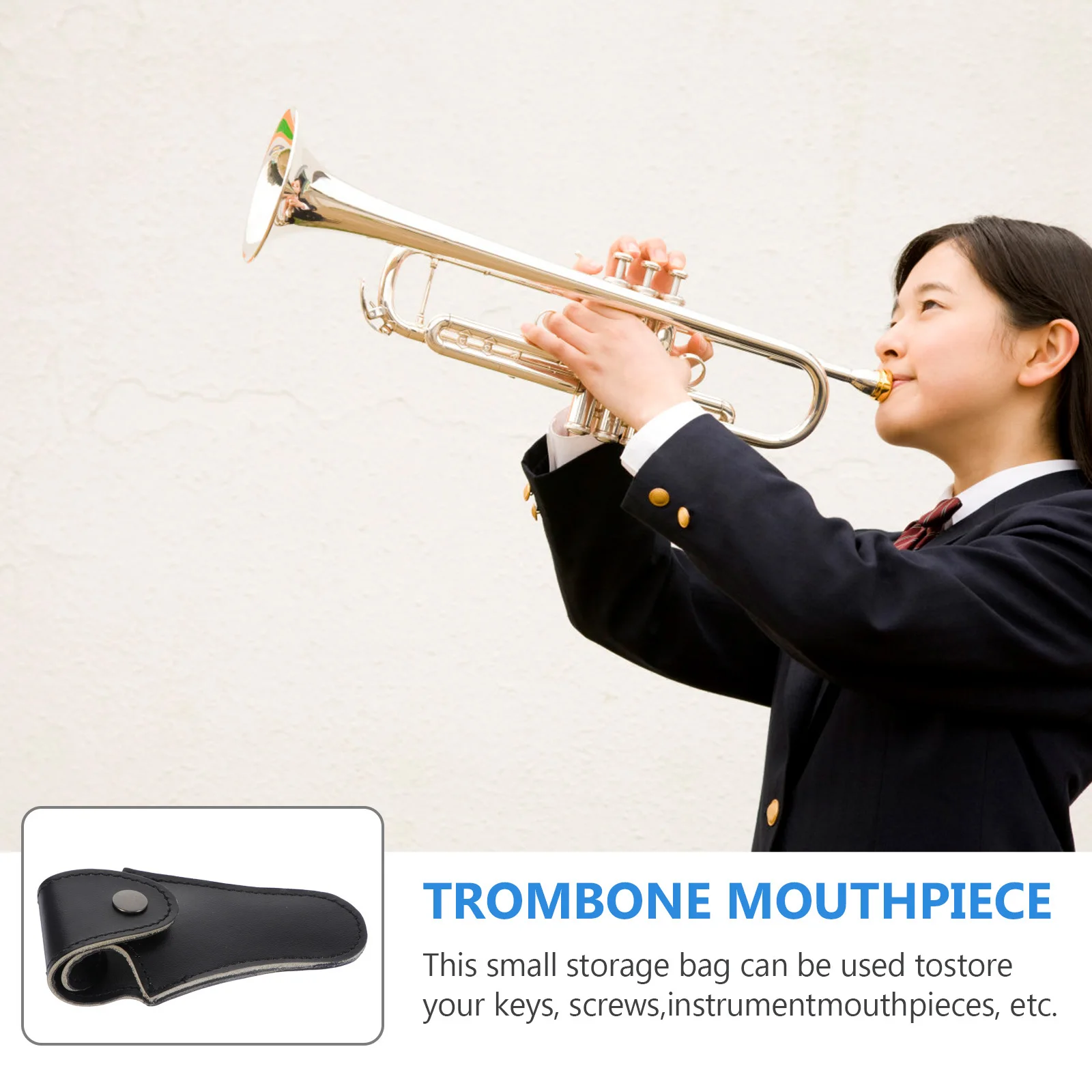 

Blow Mouthpiece Protective Case Portable Cowhide Storage Bag For Horn Trombone Instrument Parts Pouch Anti-Lost Holder Musical