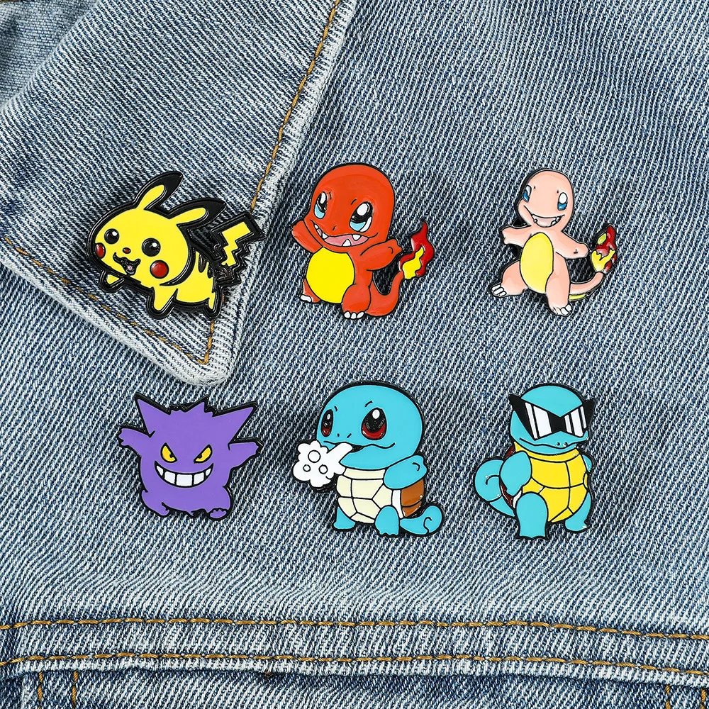 Pokémon Creative Brooch Set Cute Game Anime Pikachu Charmander Squirtle Enamel Pin Wallet Backpack Clothing Jewelry Gift