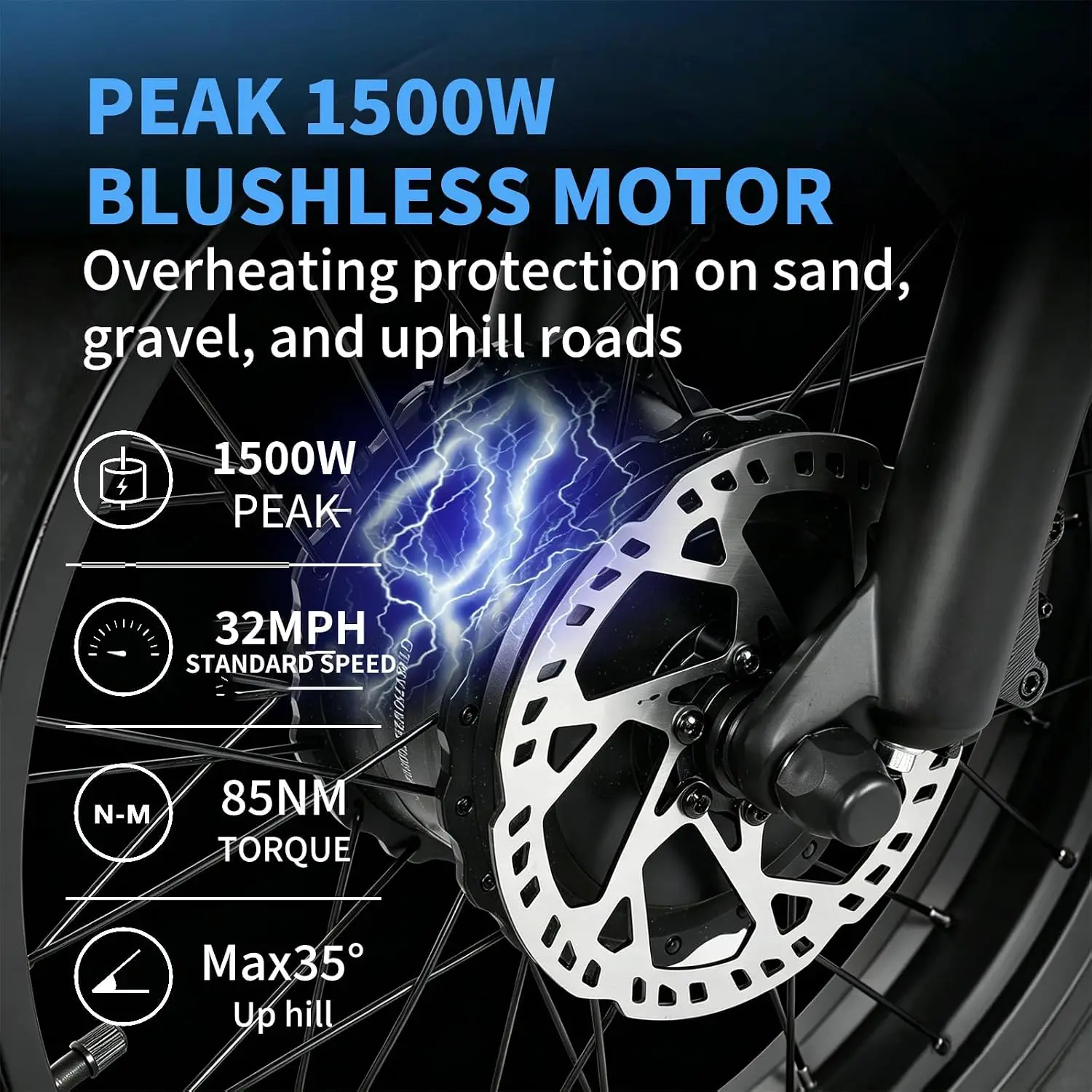 Fat Tire Electric Bike Adults 1500W Motor Off Road Mountain Ebike 26Inch 48V, Customized