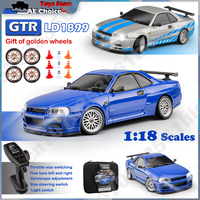 LDR/C LD1899 1/18 RC Drift Car GTR R34 2.4GHz RWD with Gyroscope on-Road Alloy Body Shell Racing Cars Radio Control