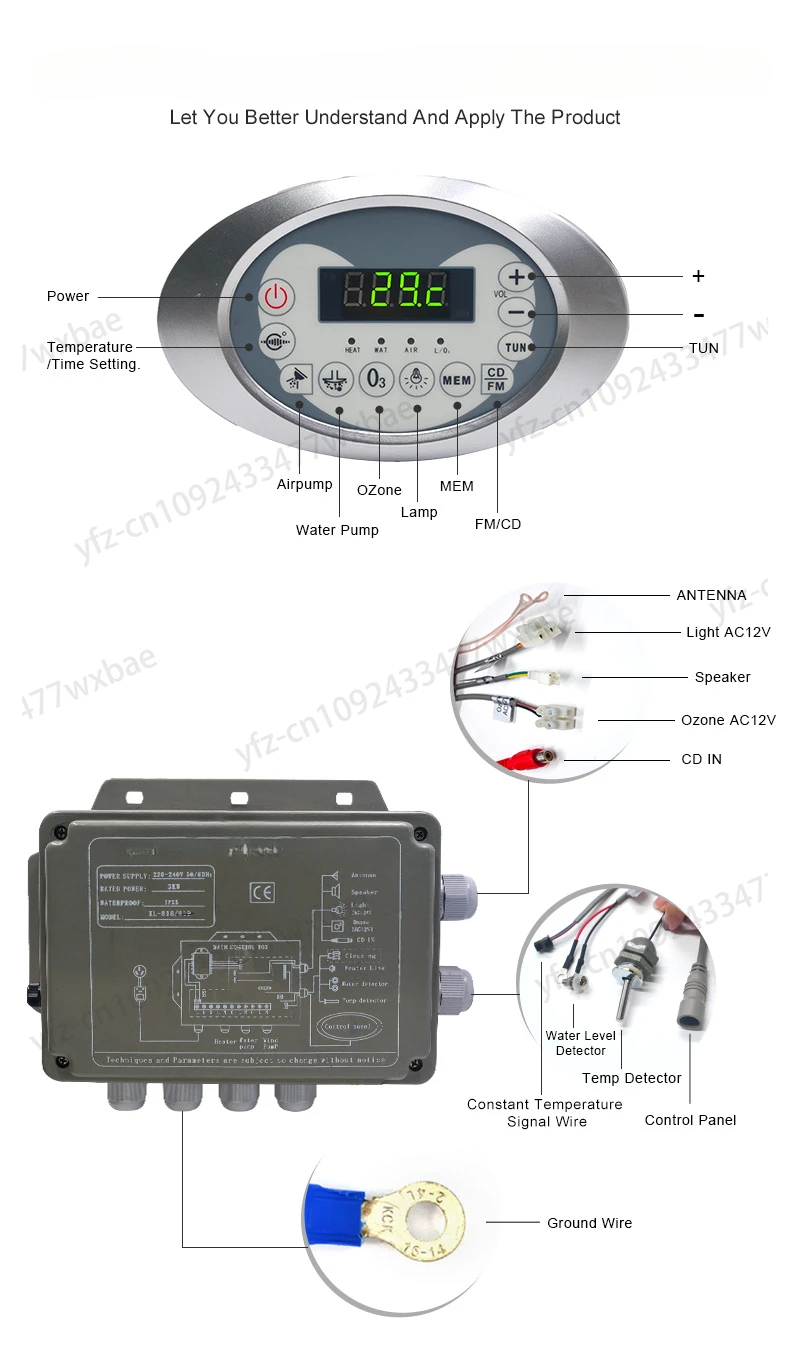 Bathtub KL-818 Smart Motherboard Constant Temperature System Distribution Box Heating Surfing Bathtub Fitting