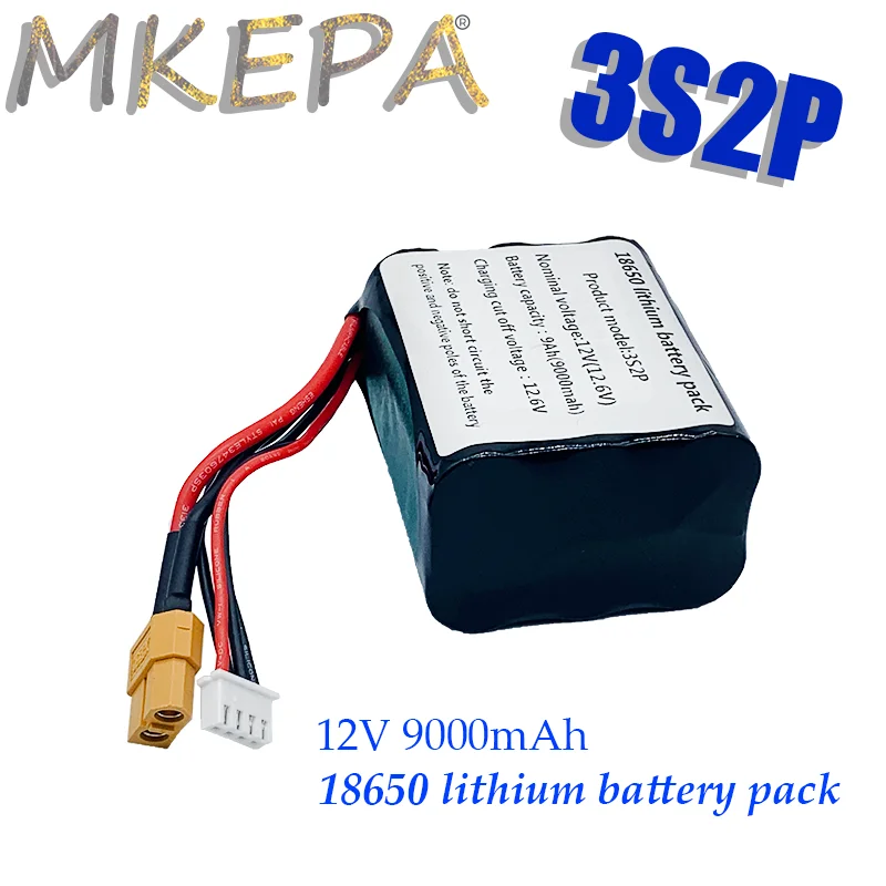 New 12V Battery 12.6V 9Ah 3S2P Li-ion Use Single Cell NCR18650 Combination Suitable for Parrot Disco and Various Drones