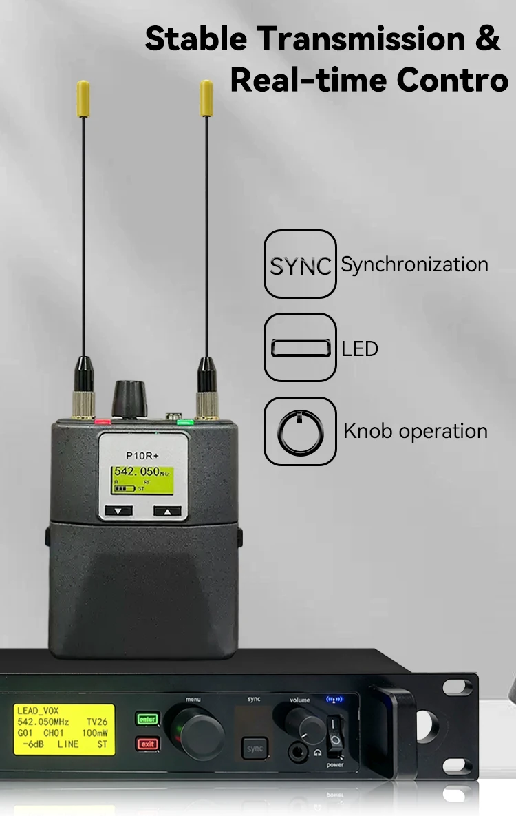 Paulkitson PSM1000 Kabelloses In-Ear-Monitor-System P10T Sender P10R Empfänger 542-578MHz Stereo-Monitoring für Bühne und Studio – Detail 6