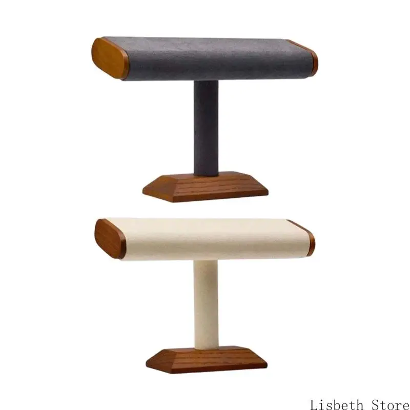 

124A Wooden Jewelry Organiser Flat Tube Closure Design Faux Suede Lining Display Stand For Retail Home Decoration