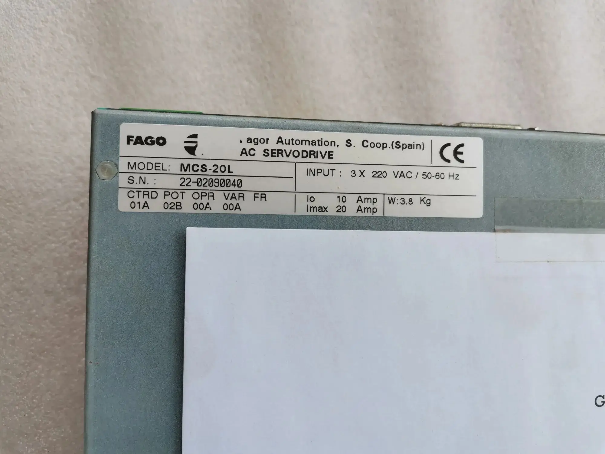 Fagor용 MCS-20L 서보 드라이브