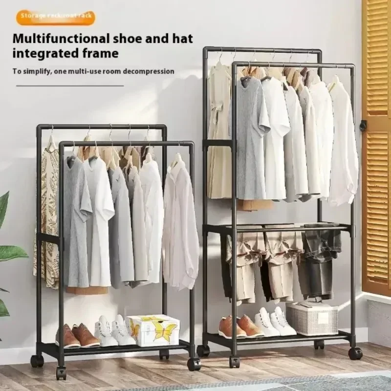 push-pull household clothes and hatsbalcony drying rack,Simple  floor-to-ceiling drying rack, storage rack, shoe and hat rack.