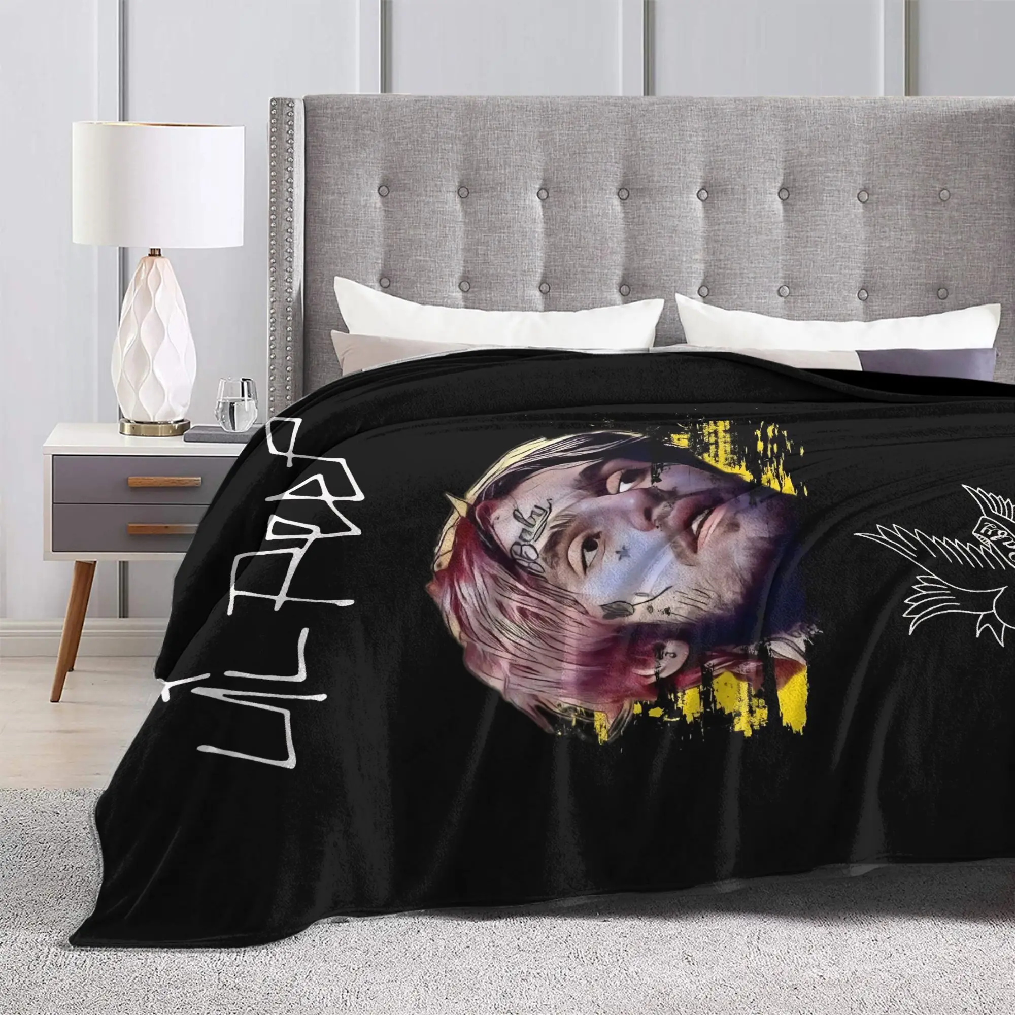 بطانيات Lil Peep Cool Rapper Stuff، بطانيات مخملية فائقة النعومة، قطعة سجادة مريحة #6